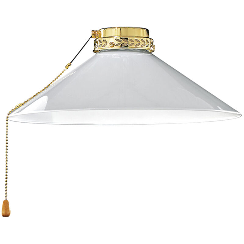 foto del prodotto kit luce vetro bianco grande con portalamapada ottone lucido
