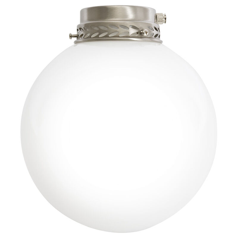 foto del prodotto kit luce vetro bianco sfera piccola con portalampada ottone brunito