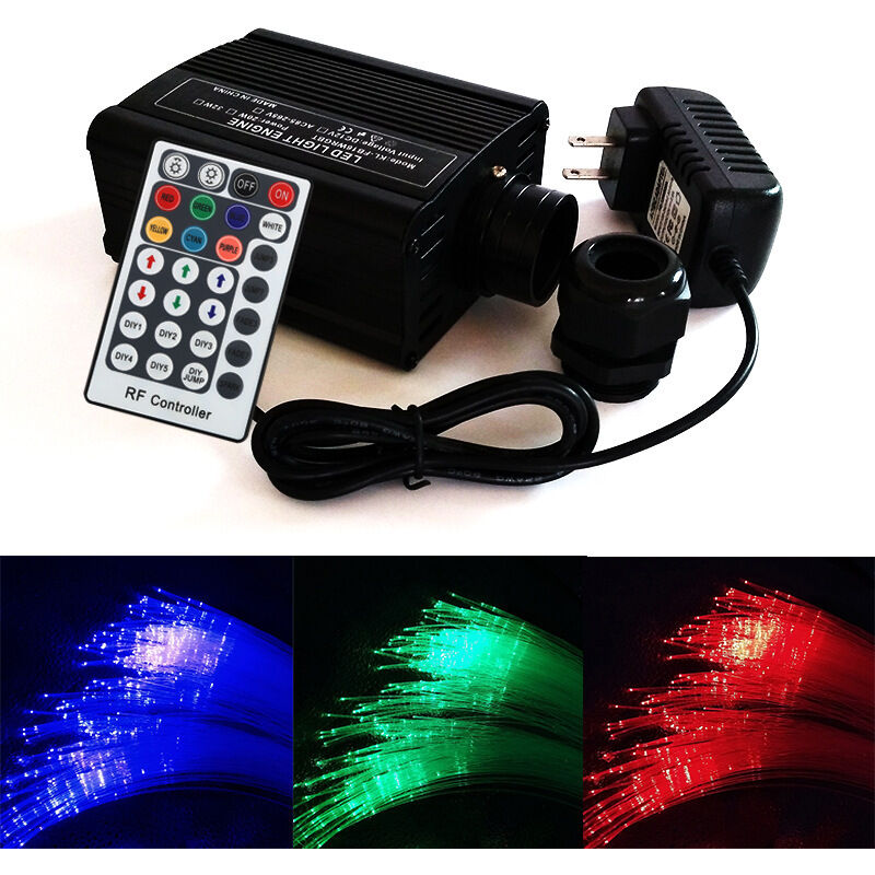 foto del prodotto kit luci da soffitto a stella in fibra ottica led rgbw 16w scintillio bluetooth 16w app telecomando 200 pezzi 0,75 mm 2 m fibra ottica per la