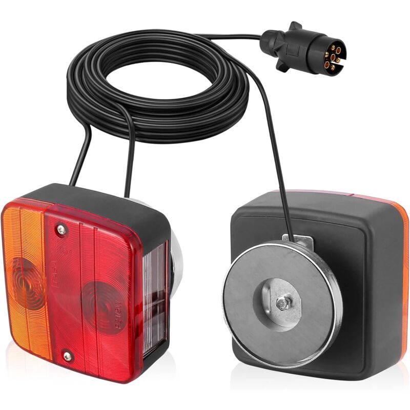 foto del prodotto kit luci posteriori cablate per rimorchi per auto, cavo da 7,5 m, spina a 7 pin, illuminazione per rimorchi omologata per la circolazione su strada,