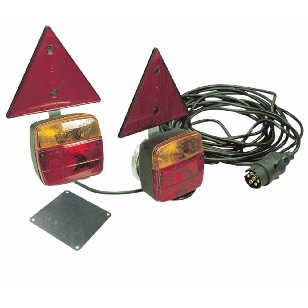 foto del prodotto kit luci stop fanali triangoli posteriori magnetiche 12v rimorchio carrello ama 63754