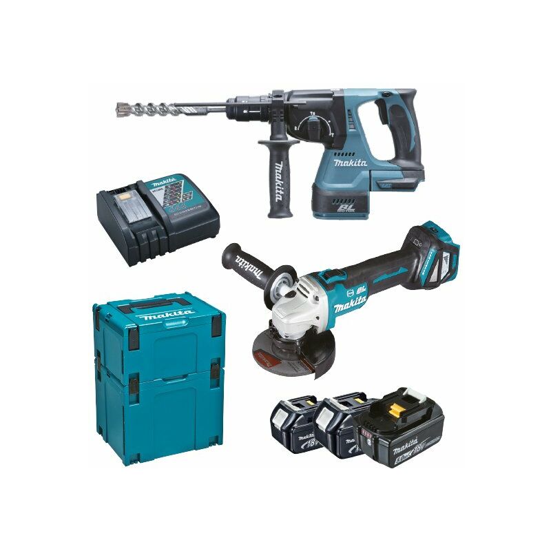 foto del prodotto kit makita dlx2256tj1 dhr243 dga513 3 bl1850 dc18rc