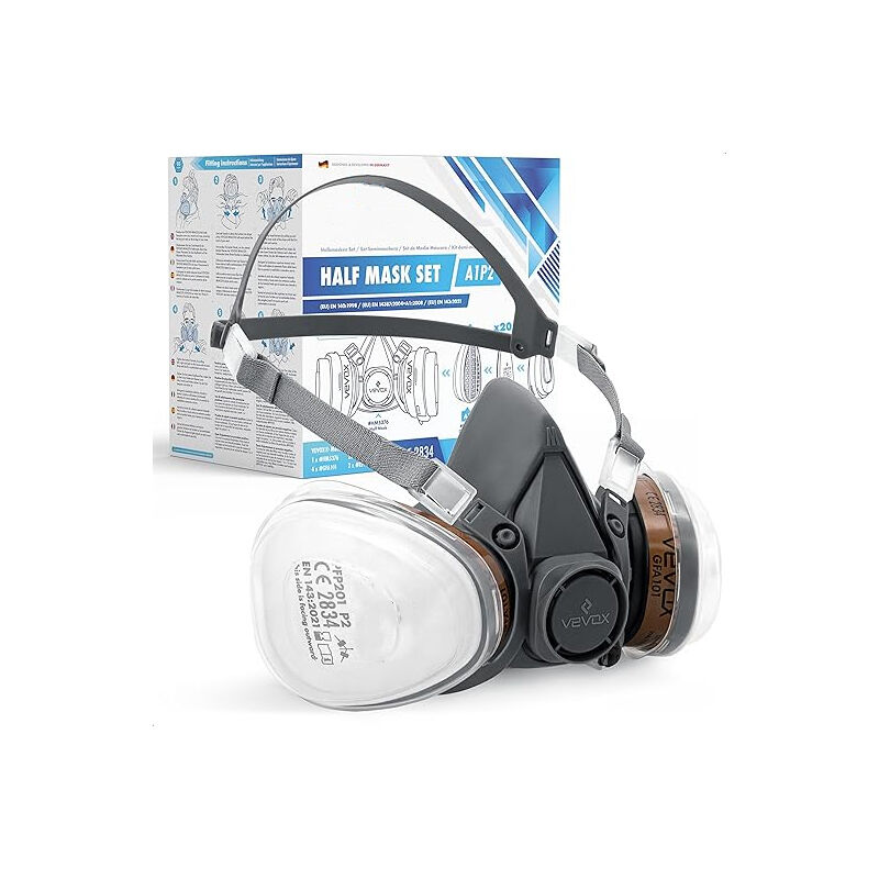 foto del prodotto kit maschera di protezione respiratoria con filtro a1p2 o abek1p2 maschera antigas maschera per pittori maschera antipolvere