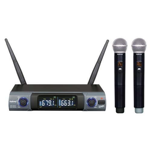 foto del prodotto kit microfoni karma set 8302 doppio palmare uhf black e grey