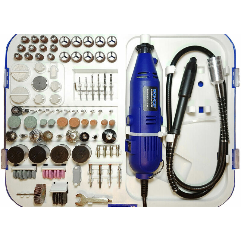 foto del prodotto kit mini trapano smerigliatrice albero flessibile 330w 163pz frese punte royce