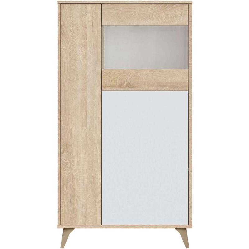 foto del prodotto kit mobile c/vetrina cm 77x33x142h rovere bianco