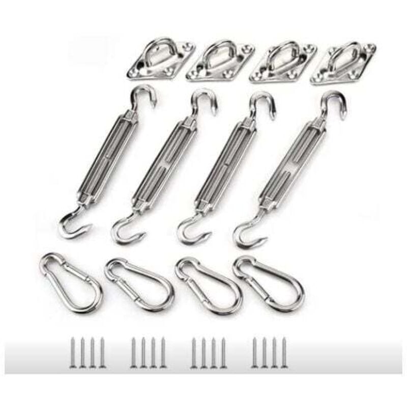 foto del prodotto kit montaggio vela parasole kit montaggio vela parasole in acciaio inox per triangolo e rettangolo quadrato accessori montaggio vela parasole m5