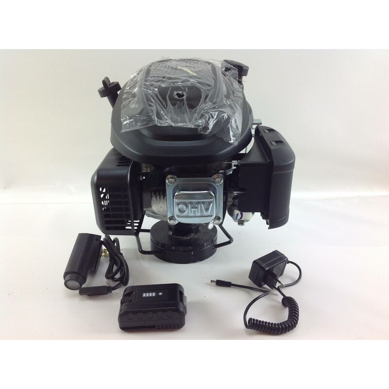 foto del prodotto kit motore loncin con batteria caricabatteria e pulsante accensione