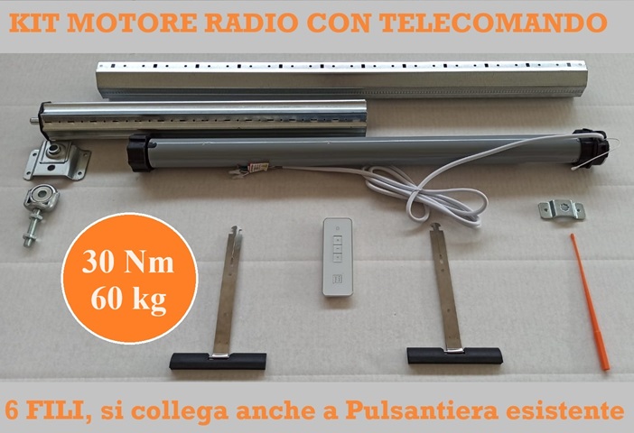 foto del prodotto kit motori tapparelle con telecomando 60 kg 30 nm rullo da 160 cm a 195 cm completo con molle di sicurezza