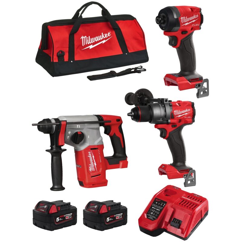 foto del prodotto kit mwk301bag (m18blh + m18fpd3 + m18fid3 + 2 x 5,0 ah + m12-18fc + borsa) 8435587930235 - milwaukee