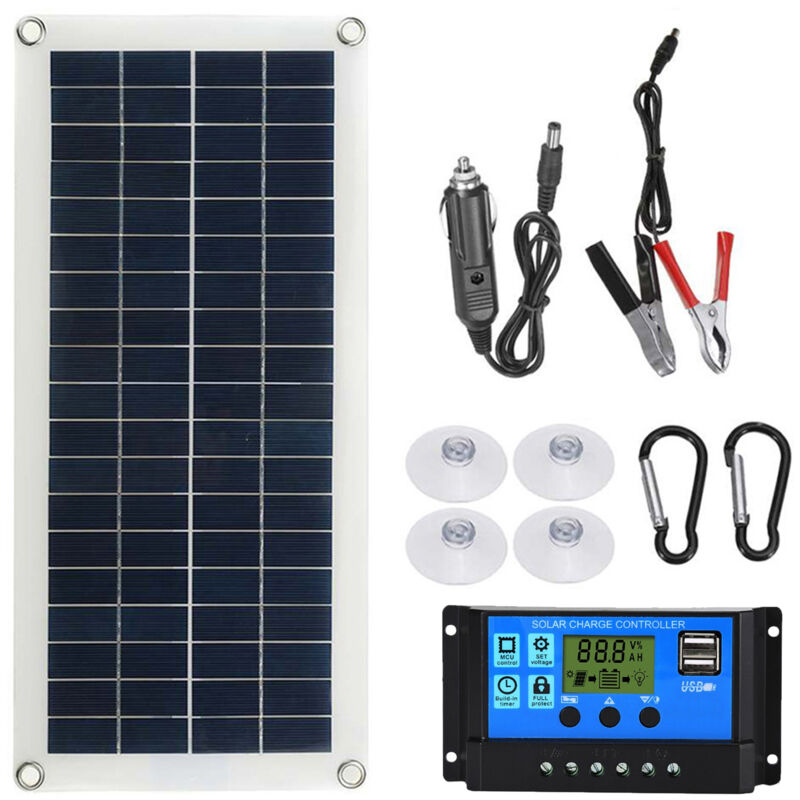 foto del prodotto kit pannello solare flessibile portatile da 20 w interruttore 12 v scheda di interfaccia di ricarica usb con celle impermeabili controller 300 w per