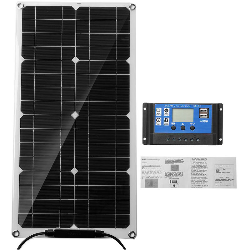 immagine 0 del prodotto kit pannello solare portatile da 20 w. caricabatterie 15 v. controller 30 a