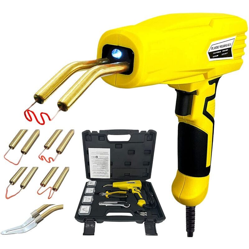 foto del prodotto kit paraurti per auto da 100 w, pinza per saldatrice in plastica, coltello multiuso, foglio levigante piatto a forma di m a forma di v graffette a