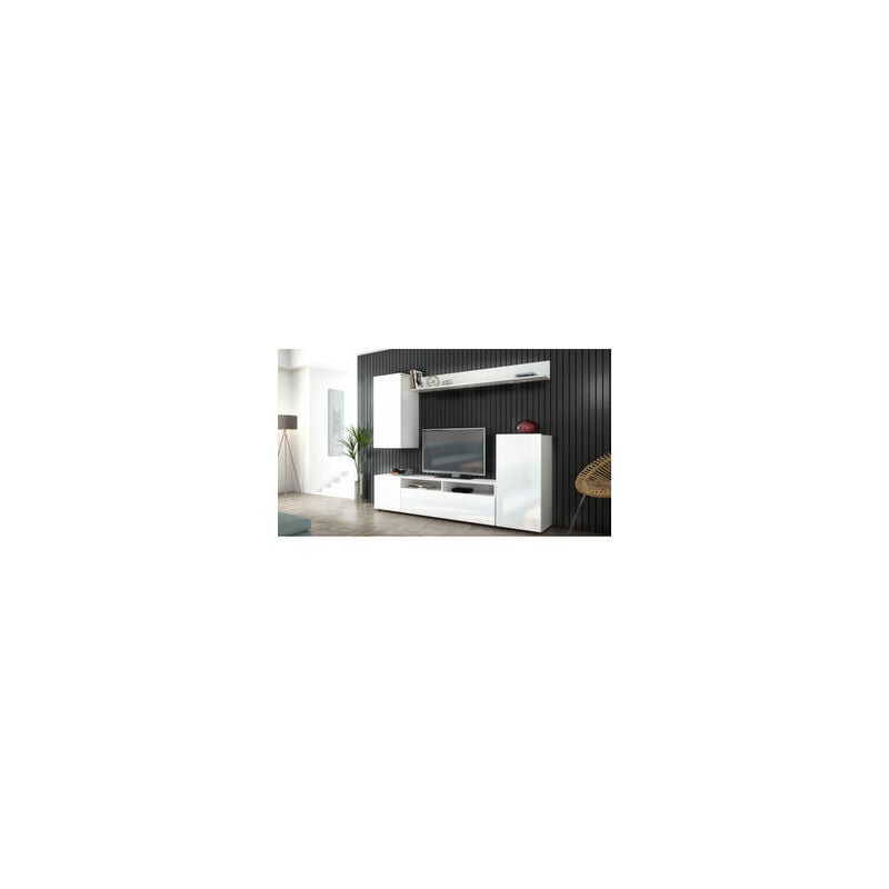 foto del prodotto kit parete attrezzata living bridge cm. 207x170x34 bianco lucido