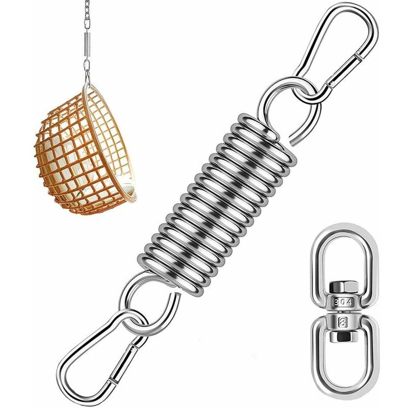 foto del prodotto kit per appendere l amaca, gancio a molla per amaca, sedie sospese in acciaio inox con moschettoni, carico massimo fino a 250 kg per interni, amaca,
