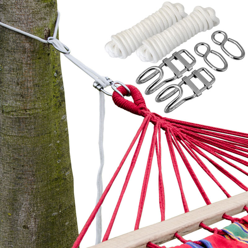 foto del prodotto kit per appendere la vostra amaca agli alberi corda 6 m peso massimo supportato 160 kg kit completo