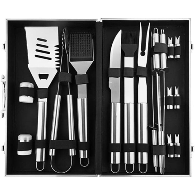 foto del prodotto kit per barbecue da 18 pezzi, utensili per barbecue, accessori per barbecue, set di utensili per barbecue perfetto, regalo