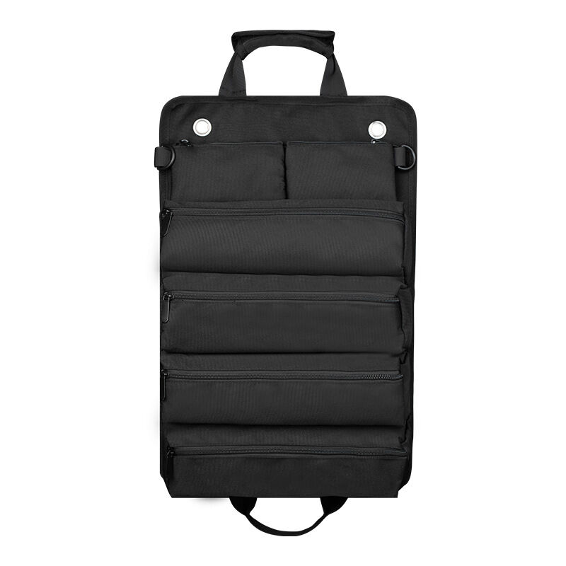 foto del prodotto kit per elettricisti, tipo rotolo, borsa per elettricisti, borsa portaoggetti, borsa appesa, kit di ferramenta montato su auto, nero