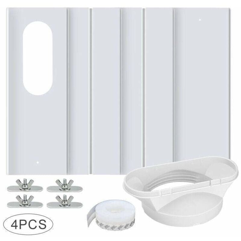 foto del prodotto kit per finestra del condizionatore d'aria portatile, con giunto universale, pannello in pvc rinforzato regolabile, guarnizione per finestra, kit di sfiato per finestra ac scorrevole per tubo di scari