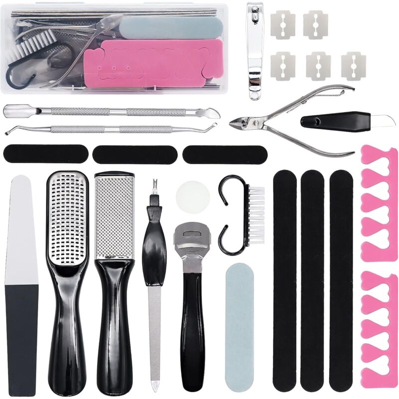 foto del prodotto kit per pedicure professionale, 23 in 1 strumenti per pedicure kit per la cura dei piedi lavabile in acciaio inossidabile set per la cura dei piedi