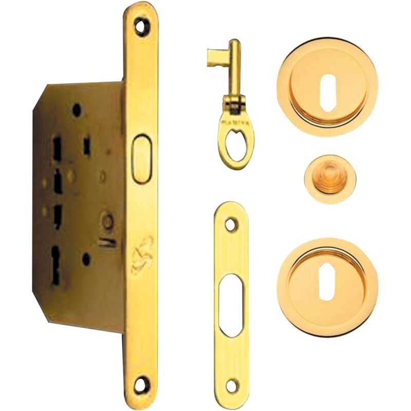 foto del prodotto kit per porte scorrevoli nicchia tonda con chiave oro lucido