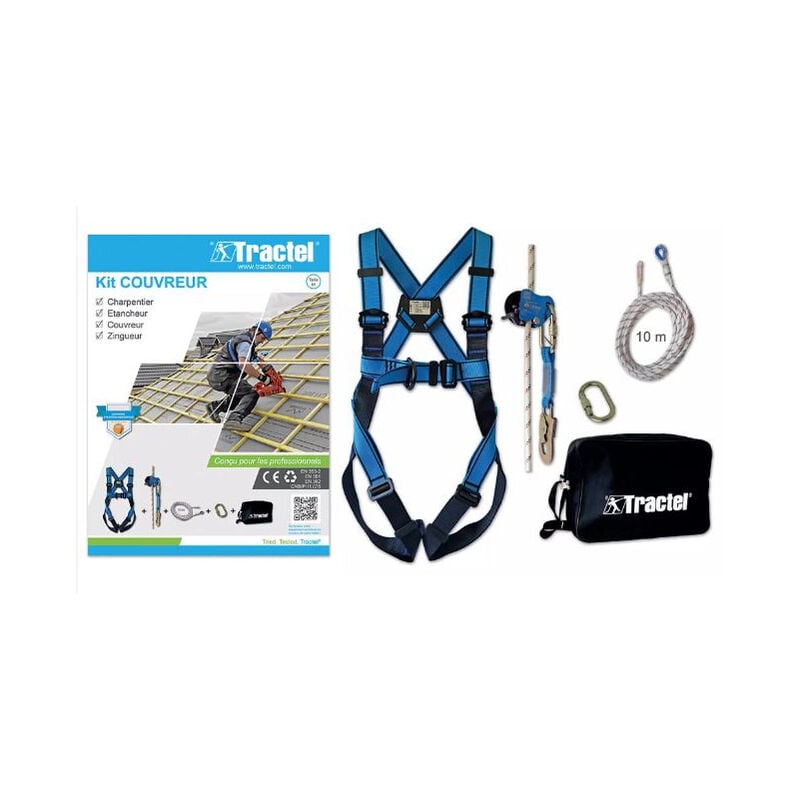 foto del prodotto kit per rocciatori tractel imbracatura anticaduta corda da 10 m 70162