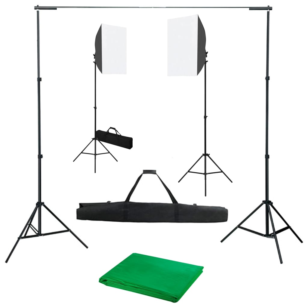 foto del prodotto kit per studio fotografico con luci softbox e fondalecod mxl 72397
