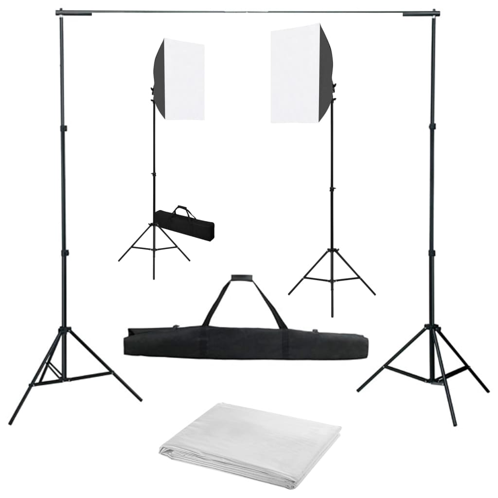 foto del prodotto kit per studio fotografico con luci softbox e fondalecod mxl 96400