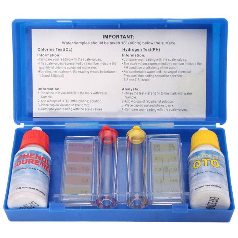 foto del prodotto kit per test ph e cloro per test per piscina, ph bromo cloro controllo