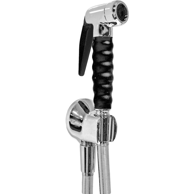 foto del prodotto kit per wc con supporto in ottone cromato, flessibile liscio 150 cm