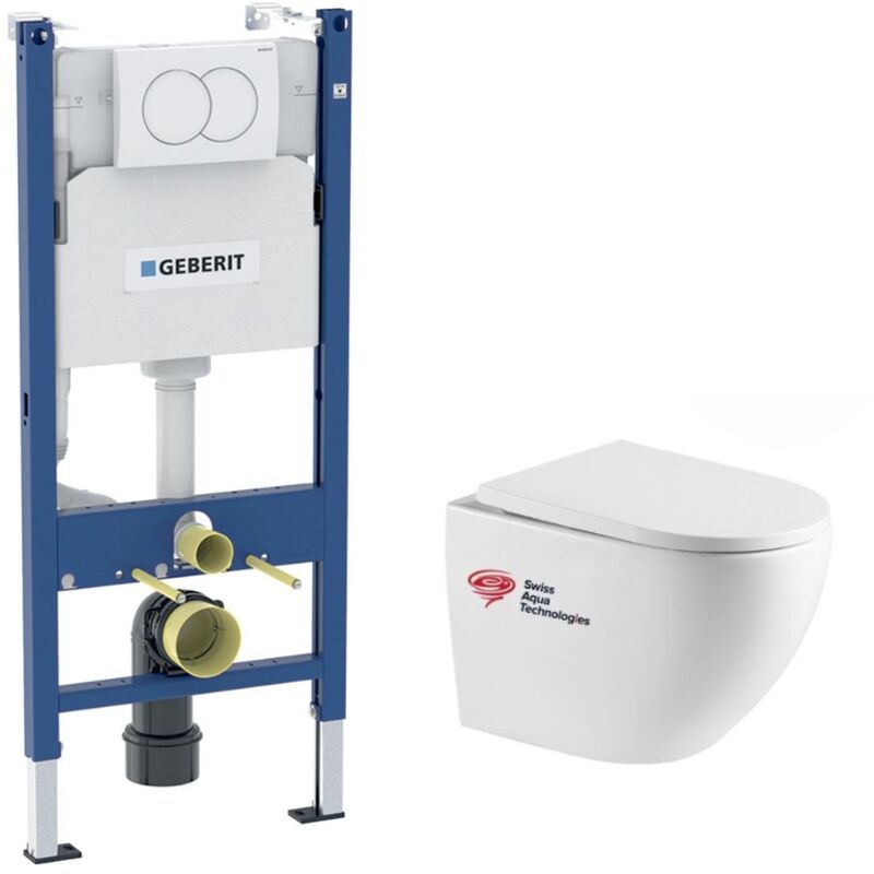foto del prodotto kit per wc geberit duofix wc sat fusion senza flangia sedile softclose placca bianca