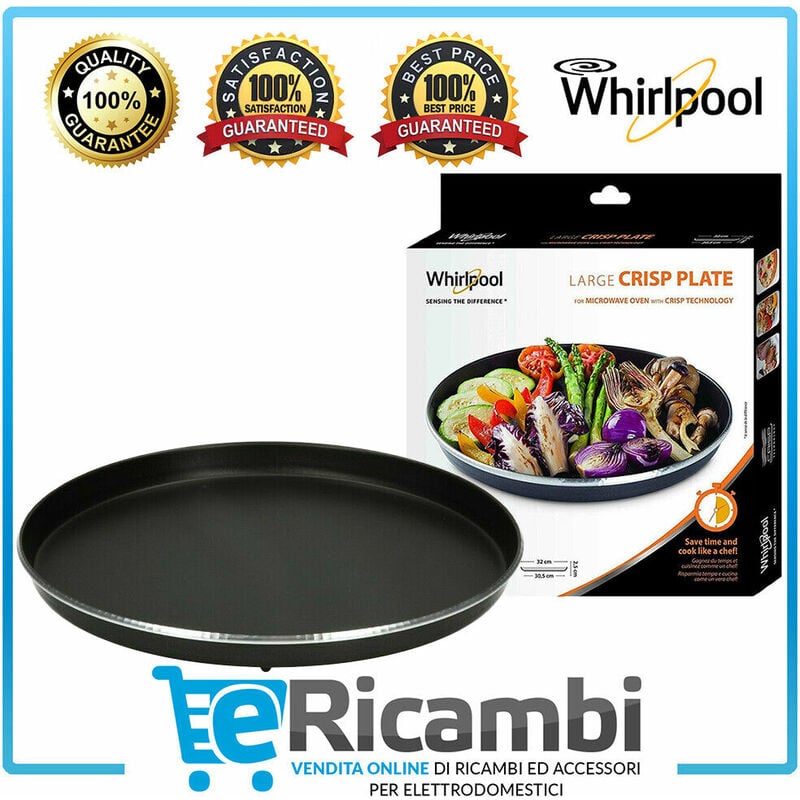 foto del prodotto kit piatto crisp whirlpool avm305 microonde diametro esterno 32cm altezza 2,5cm antiaderente