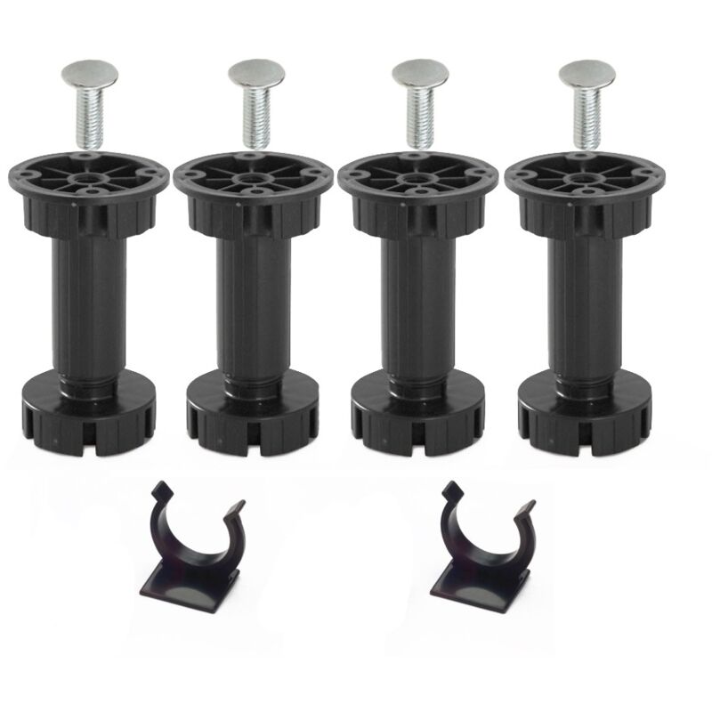 foto del prodotto kit piedi tondi regolabili 4 pezzi 28 h. 150 mm. con viti e clip