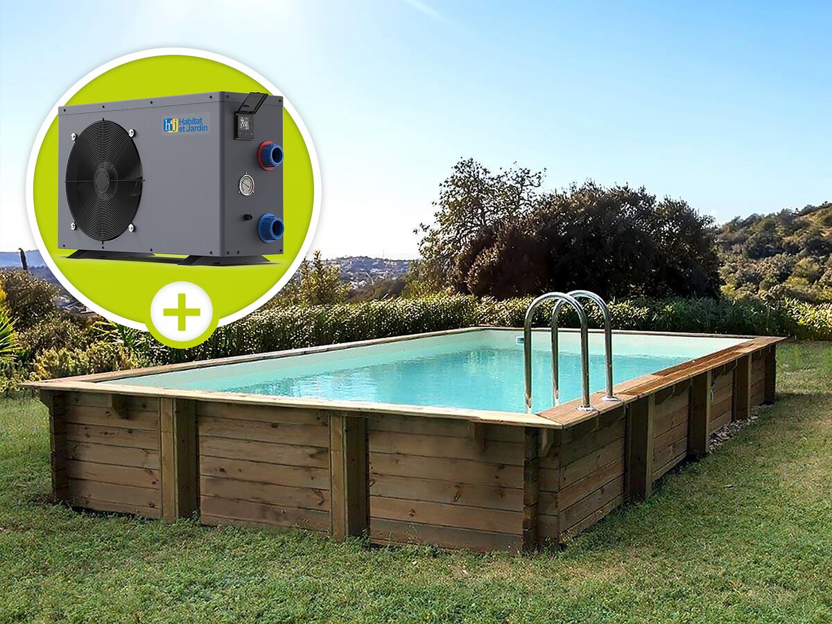 foto del prodotto kit piscina in legno quot tampa quot 7,20 x 4,20 x 1,44 pompa di calore potenza 6,1 kw