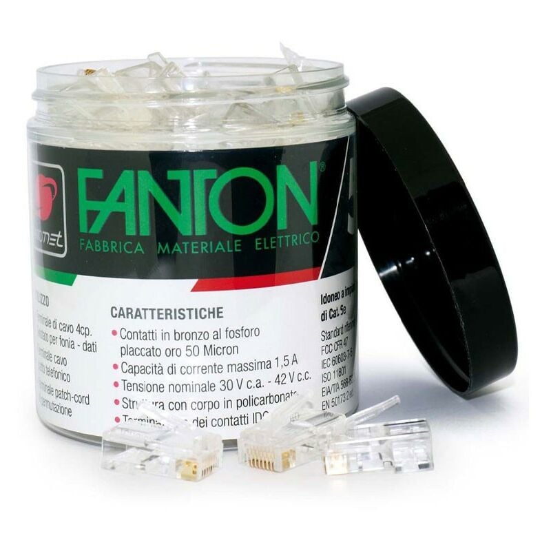 foto del prodotto kit plug fanton cat.5e utp 8 8 rj45 50 pezzi 23720b