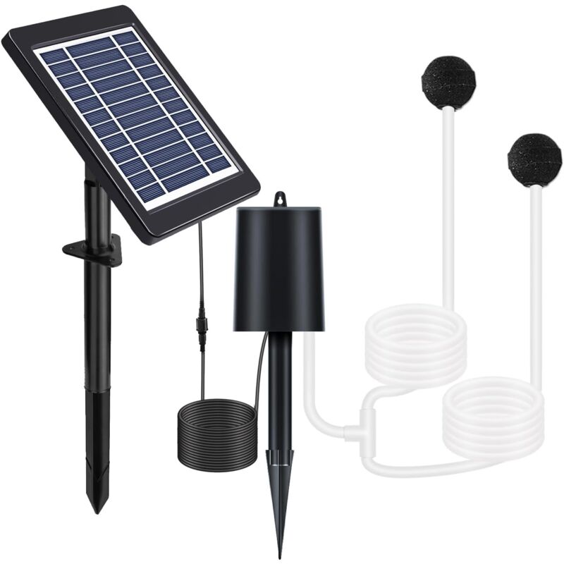 foto del prodotto kit pompa d aria solare da 4 w con tubo dell aria e pietre a bolle, 3 modalit di funzionamento