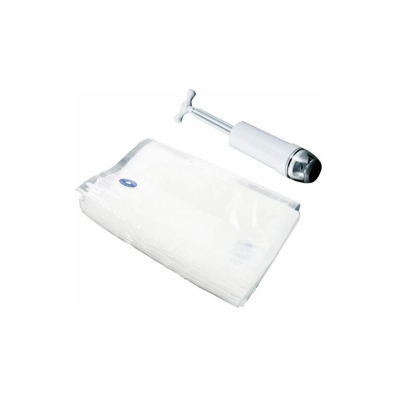 foto del prodotto kit pompa per sottovuoto con 10 buste per alimenti 23x28 cm in set 39464 
