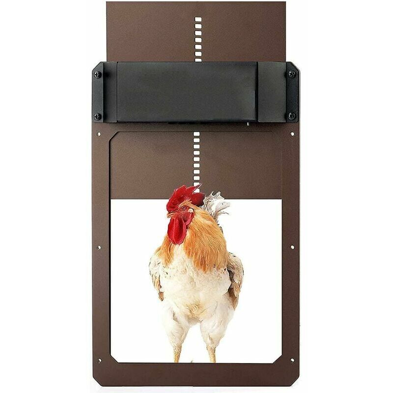 foto del prodotto kit porta automatica per pollaio a batteria con timer e sensore di luce accessori inclusi
