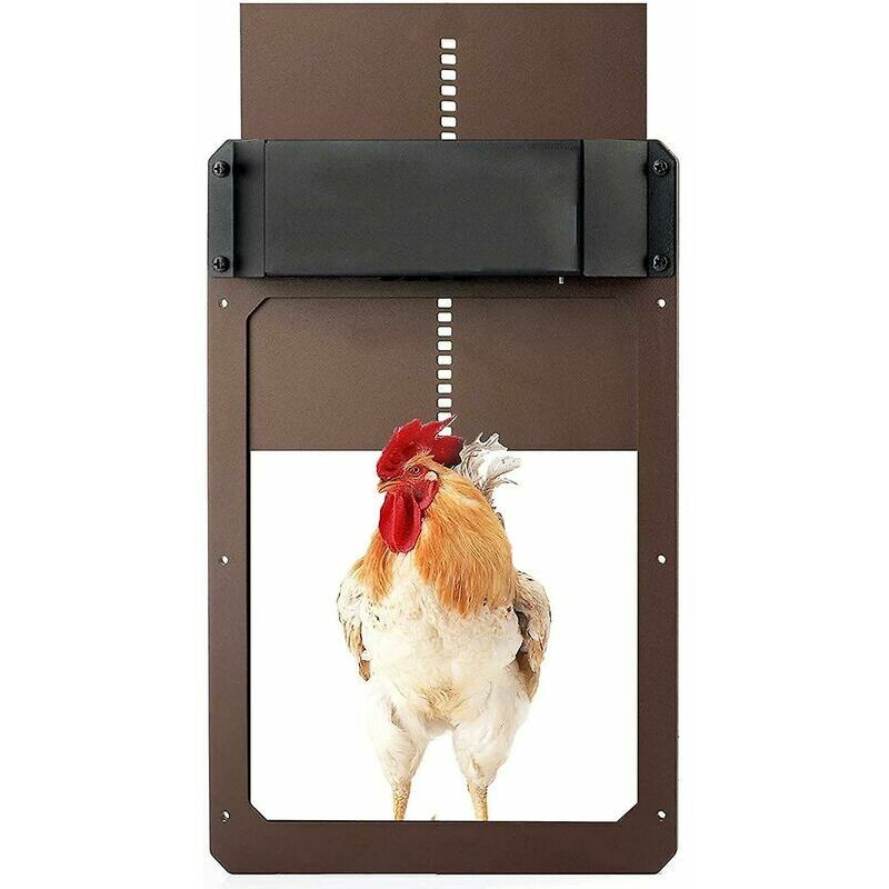 foto del prodotto kit porta automatica per pollaio con timer e sensore di luce alimentato a batteria accessori inclusi