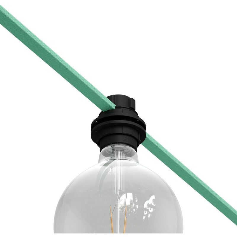 foto del prodotto kit portalampada con doppia ghiera per paralume e27 e sistema catenaria lumet in termoplastica nero