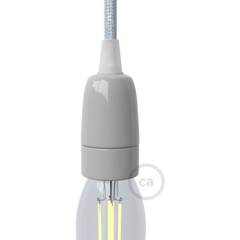 foto del prodotto kit portalampada e14 in porcellana grigio