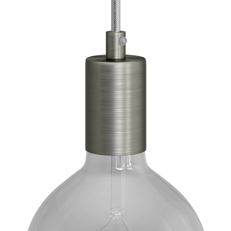 foto del prodotto kit portalampada e27 cilindrico in metallo cilindrico - titanio satinato