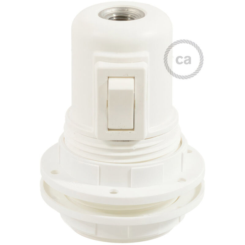foto del prodotto kit portalampada e27 in termoplastica con doppia ghiera per paralume e interruttore