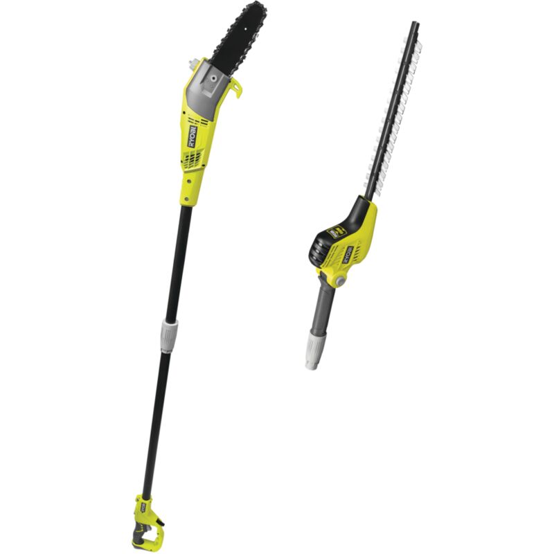 foto del prodotto kit potatore a catena e tagliasiepi telescopico elettrico ryobi rp750450 barra 20 cm 750 w