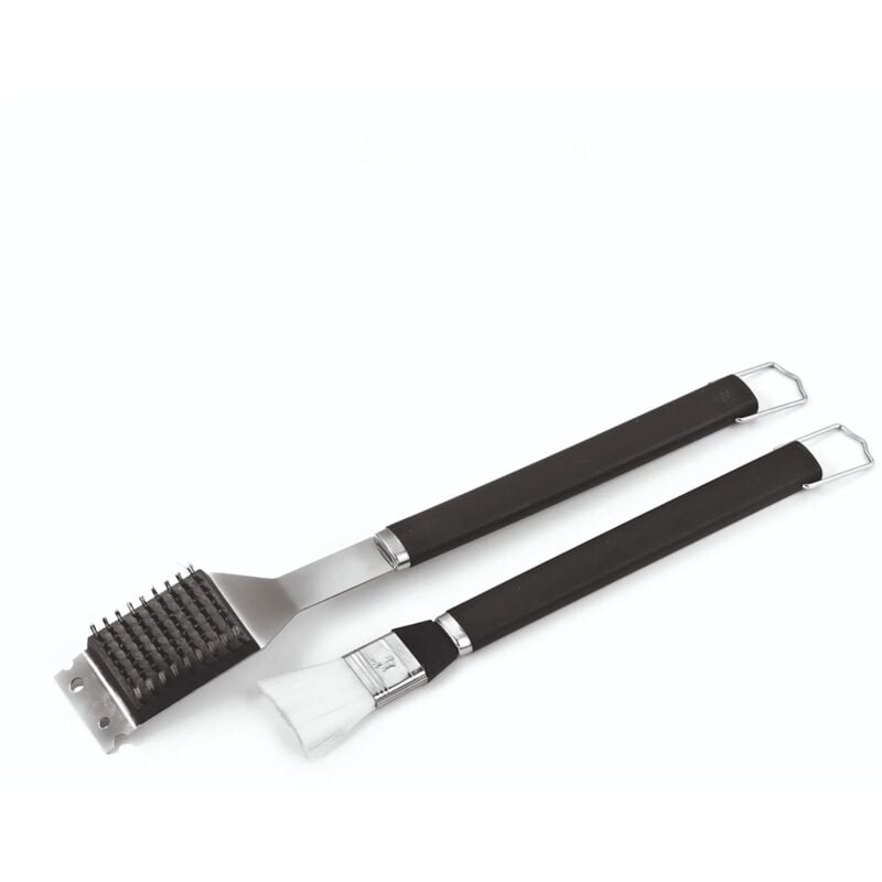 foto del prodotto kit pulizia per il barbecue pennello e spazzola in acciaio inox ompagrill
