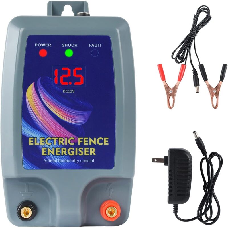 foto del prodotto kit recinzione elettrica, recinzione elettrica per bestiame, animali, elettrificatore per recinzione, alta potenza, 3 modalit di potenza per