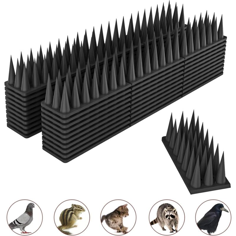 foto del prodotto kit repellente per gatti anti piccione da balcone in plastica, repellente per uccelli, per scoraggiare corvi, passeri e gatti, confezione da 20, nero.