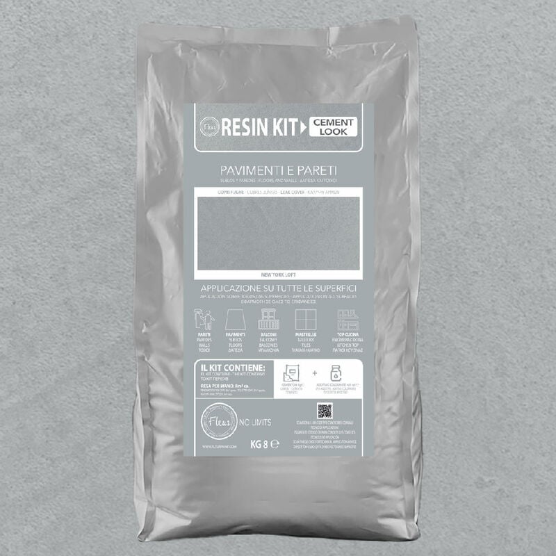 foto del prodotto kit resina cemento fleur in polvere per pavimenti pareti piastrelle - colore new york loft - formato 8 kg