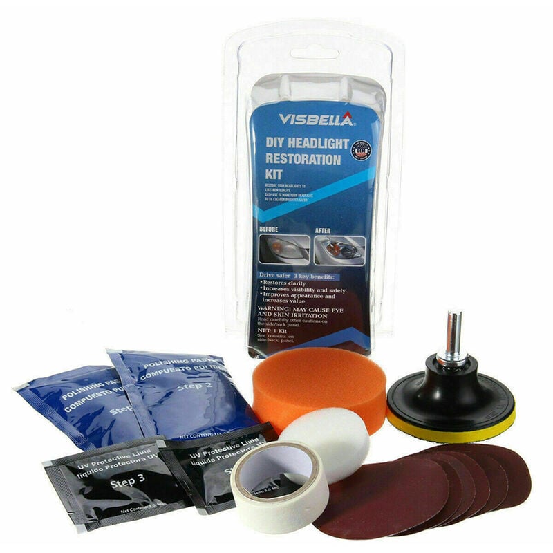 foto del prodotto kit restauro fari auto moto lucida rigenera ripara fanali opachi graffiati