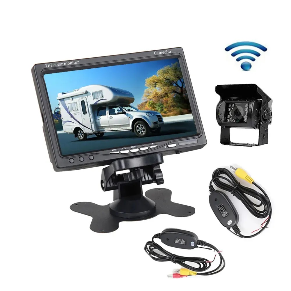 foto del prodotto kit retromarcia wireless telecamera per camper, auto, rimorchi monitor lcd 7